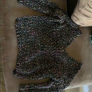 Black confetti sweater with twist back size M